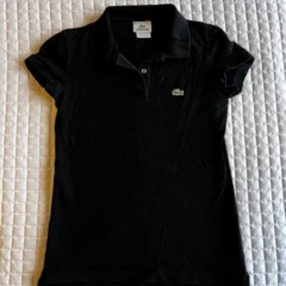 Women's Lacoste Polo in Black Vintage Size 36 Small